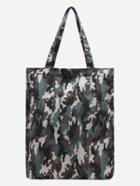 Romwe Camouflage Canvas Tote Bag - Olive Green