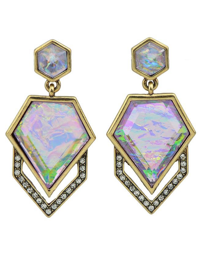 Romwe Big Colorful Gemstone Drop Earrings