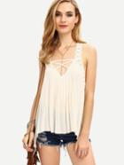 Romwe Lace Trimmed Crisscross Racerback Top