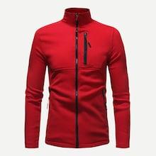 Romwe Men Solid Zip Up Sweatshirt