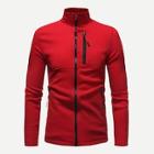 Romwe Men Solid Zip Up Sweatshirt