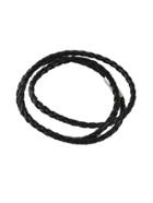 Romwe Black Color Braided Pu Leather Wrap Bracelets