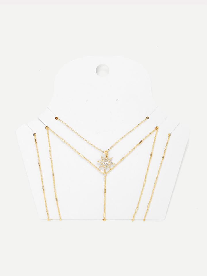 Romwe Layerd Chain Body Harness With Necklace