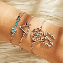 Romwe Dreamcatcher & Triangle Bracelet 3pcs