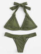 Romwe Triangle Halter Bikini Set