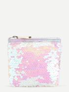 Romwe Sequin Overlay Coin Purse