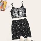 Romwe Galaxy Print Cami Top With Skirt