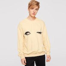 Romwe Guys Wink Eyes Print Sweatshirt