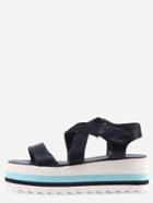 Romwe Black Peep Toe Crisscross Platform Sandals