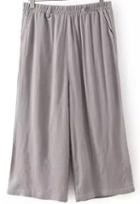 Romwe Elastic Waist Wide Leg Grey Pant