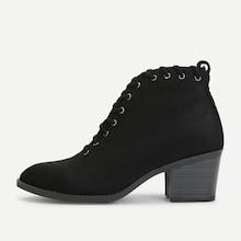 Romwe Plain Lace-up Ankle Boots
