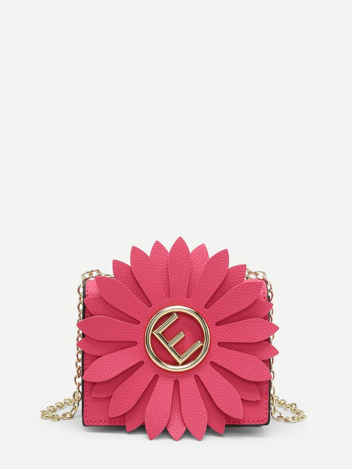 Romwe Flower Decor Crossbody Chain Bag