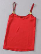 Romwe Red V Neck Bee Embroidery Cami Top