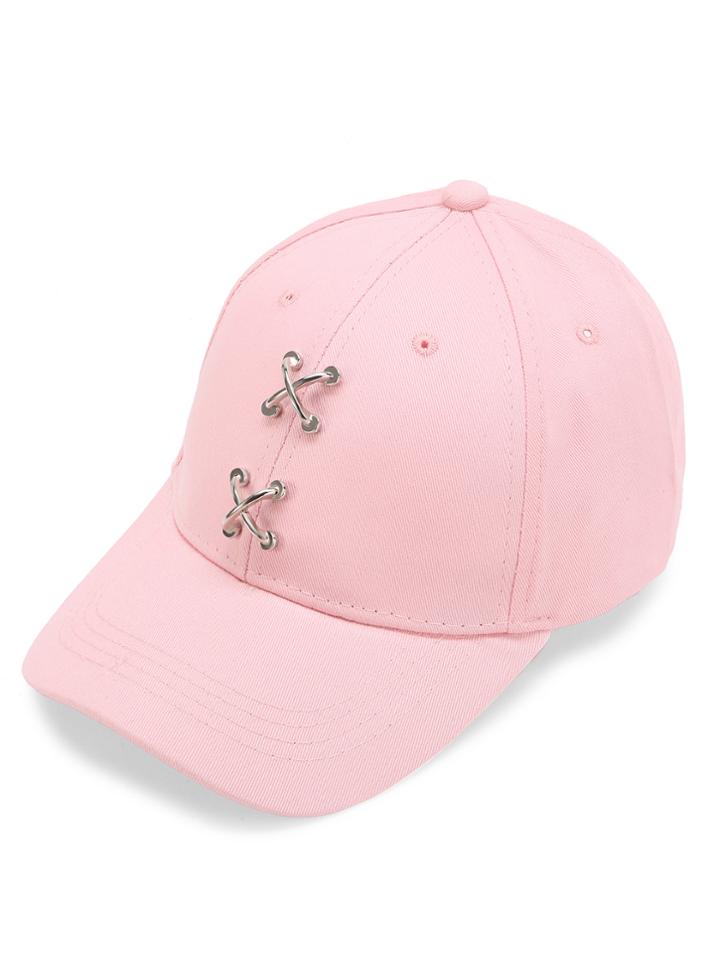Romwe Criss Cross Metal Detail Baseball Cap