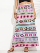 Romwe Multicolor Tribal Print Long Skirt