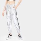 Romwe Silver Bright Elastic Waist Side Stripe Pants