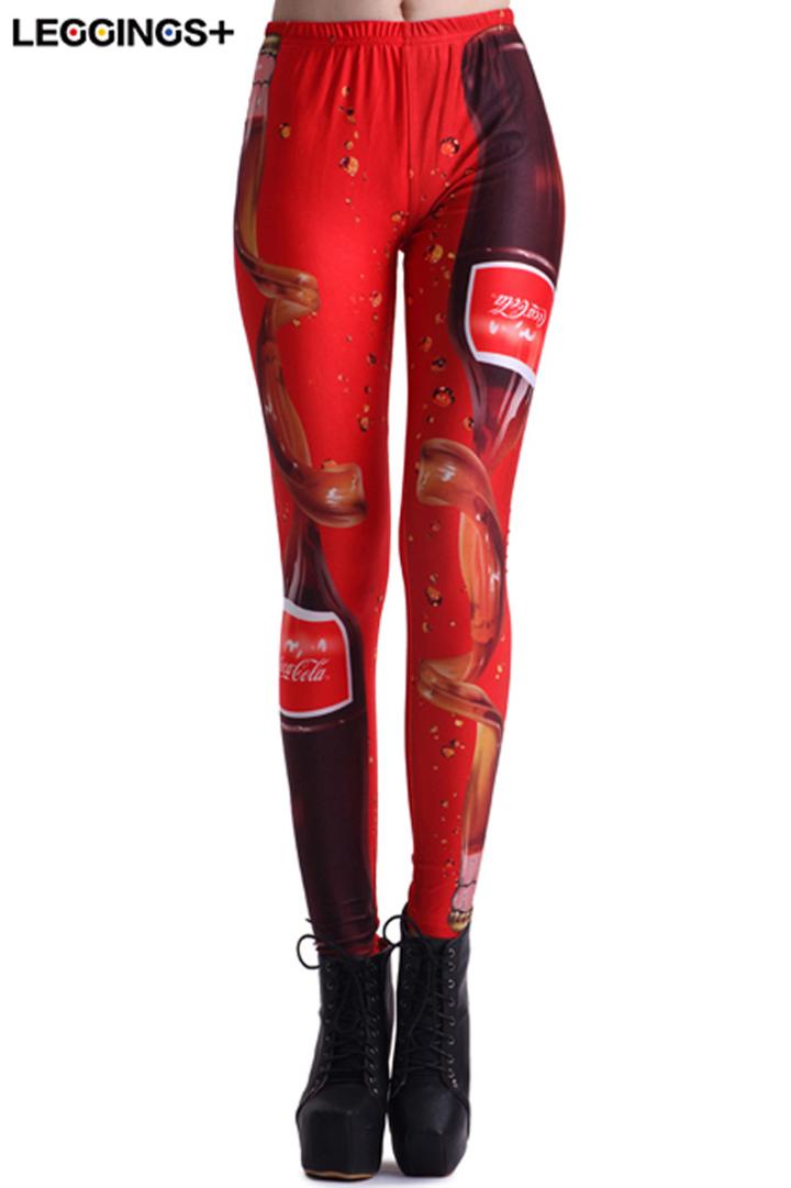 Romwe Romwe Pouring Coca-cola Print Red Leggings