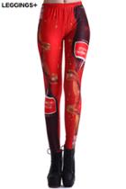 Romwe Romwe Pouring Coca-cola Print Red Leggings