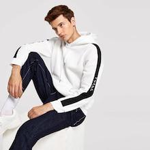 Romwe Men Contrast Side Letter Print Hoodie