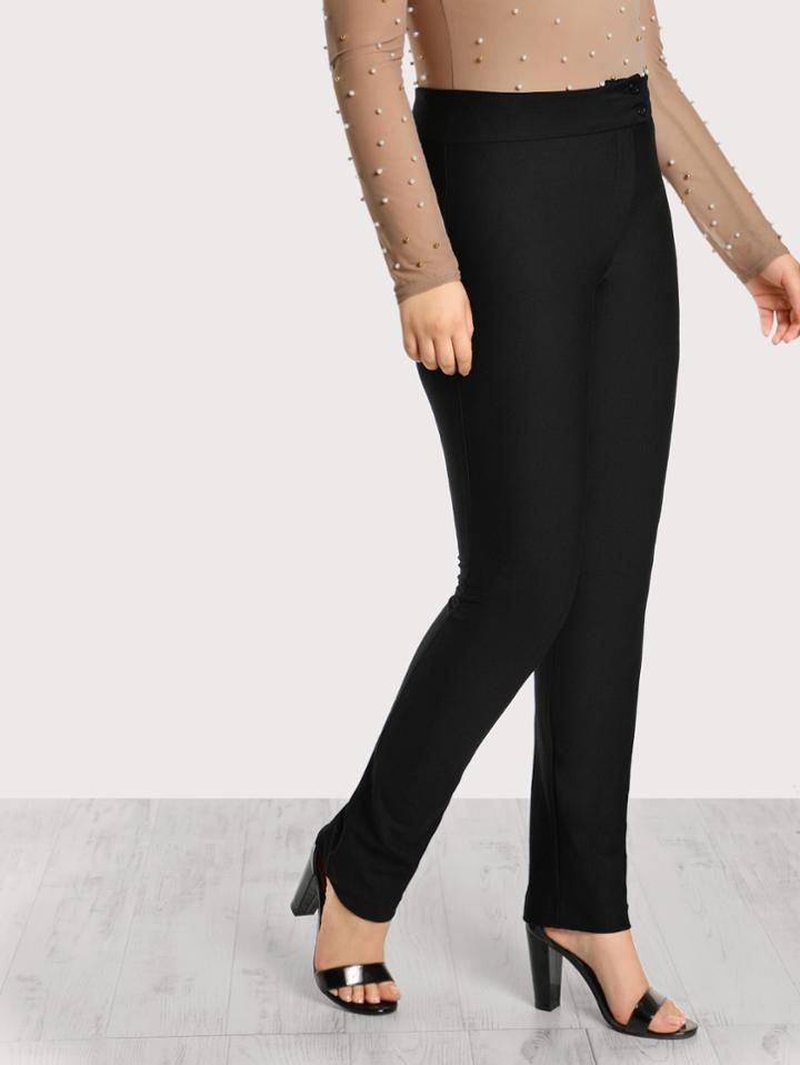 Romwe Solid Cigarette Pants