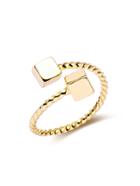 Romwe Gold Plated Cube Twist Open Rings