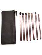 Romwe Shiny Brown Professional Makeup Brush Set With Zipper Bag