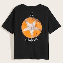 Romwe Guys Geometric And Letter Print Tee