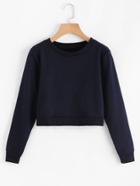 Romwe Ribbed Hem Basic Sweatshirt