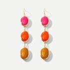 Romwe Color Block Layered Stone Drop Earrings