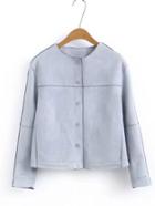 Romwe Button Up Seam Suede Jacket
