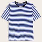 Romwe Guys Ringer Neck Pinstripe Tee