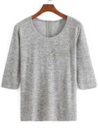 Romwe With Zipper Grey T-shirt