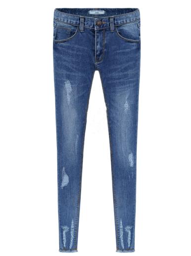 Romwe Pockets Ripped Bleached Denim Pant