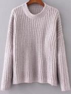 Romwe Purple Round Neck Drop Shoulder Sweater