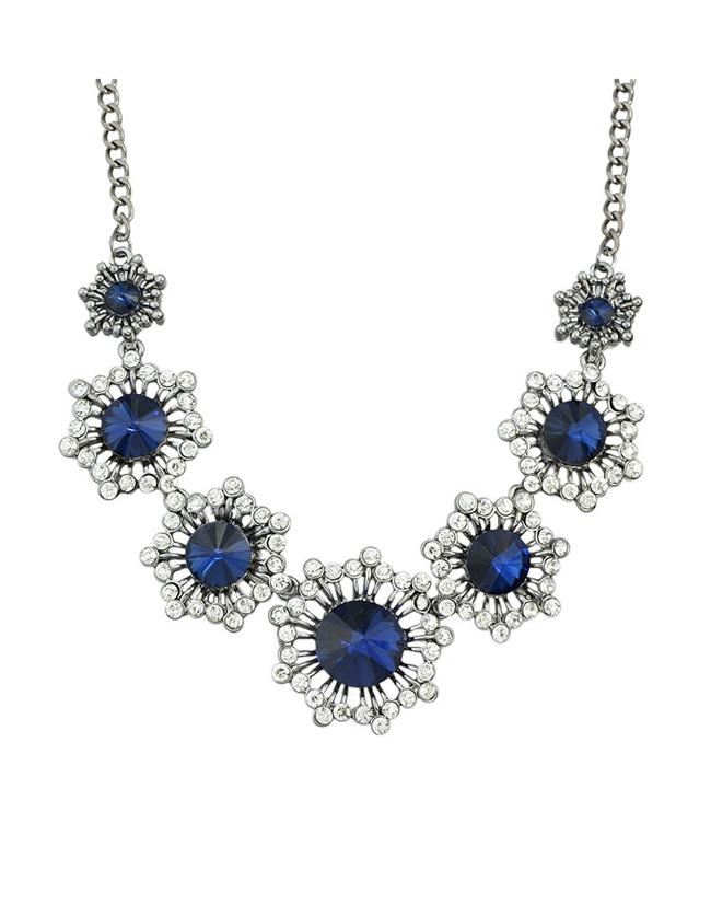 Romwe Silver Rhinestone Wedding Necklace