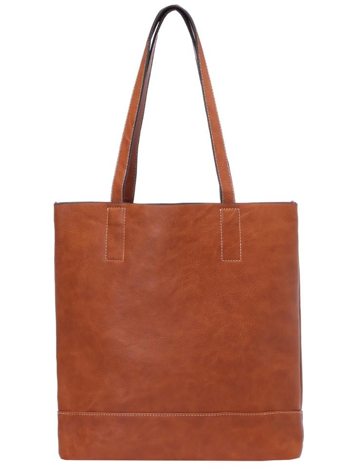 Romwe Brown Pu Drawstring Shoulder Bag