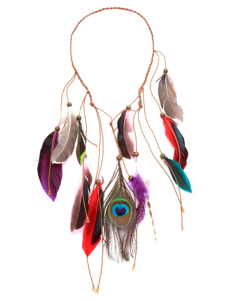 Romwe Vintage Feather Fringe Beaded Braided Hair Accessory