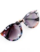Romwe Purple Lenses Floral Sunglasses