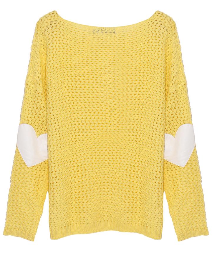 Romwe Romwe Heart-shaped Elbow Patch Knitted Jumper
