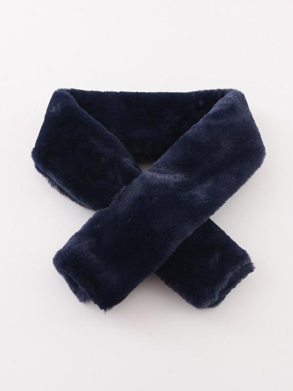 Romwe Navy Faux Fur Collar Scarf