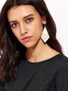 Romwe White Geometric Statement Drop Earrings