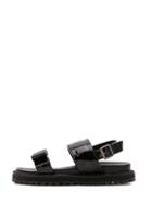 Romwe Black Peep Toe Bow Decorated Buckle Strap Sandals