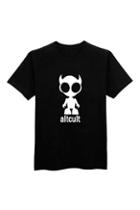 Romwe Alien Print Casual Black T-shirt