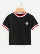 Romwe Rainbow Side Print Tee