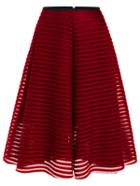 Romwe Hollow Flare Red Skirt
