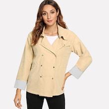 Romwe Contrast Striped Sleeve Coat