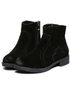 Romwe Black Round Toe Zipper Boots