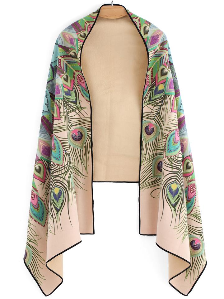 Romwe Peacock Print Scarf