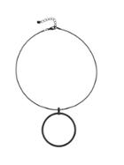 Romwe Black Round Pendant Collar Choker Necklace