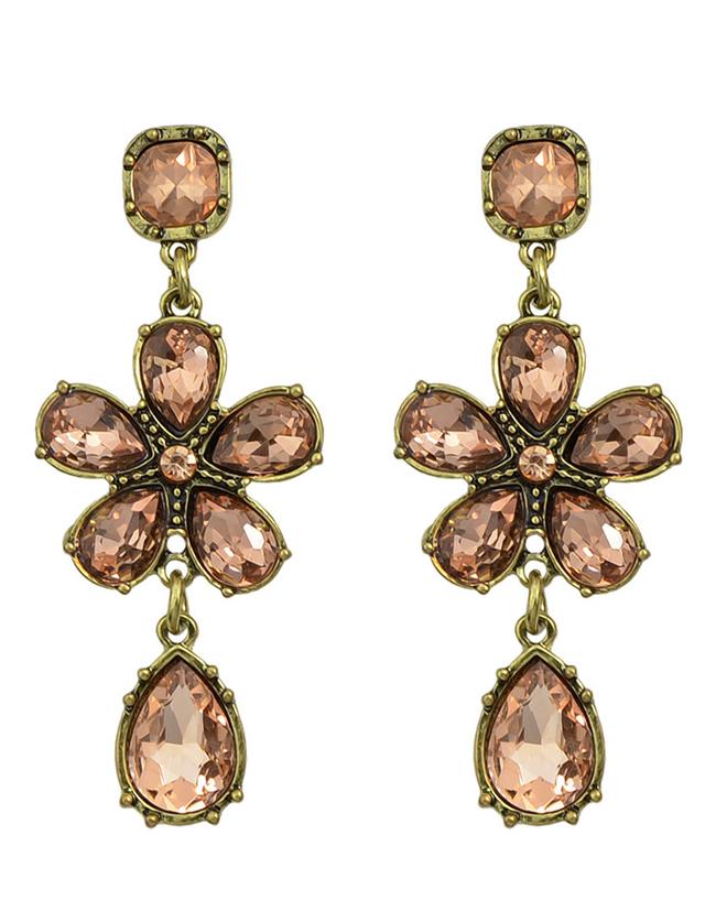 Romwe Rhinestone Long Hanging Stud Earrings